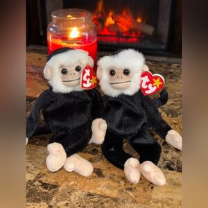 🐒 TY Beanie Baby Mooch Monkey Pair 1998